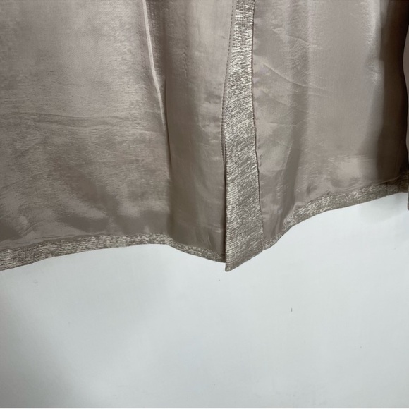 Eileen Fisher Taupe Silver Illusion Jacquard Open Front Long Coat Jacket XL - Picture 8 of 11
